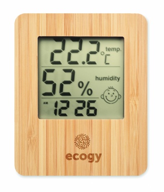 Logo trade promotional gifts image of: Bamboo weather station