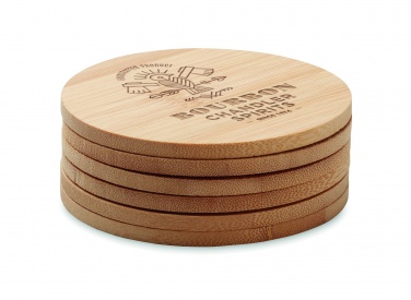 Logo trade corporate gifts image of: Set of 6 bamboo coasters