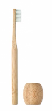 Logo trade promotional merchandise picture of: Bamboo tooth brush with stand