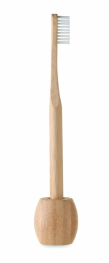 Logo trade promotional products image of: Bamboo tooth brush with stand