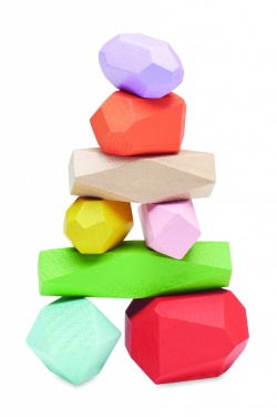 Logo trade promotional giveaways image of: 8 stacking wood rocks in pouch