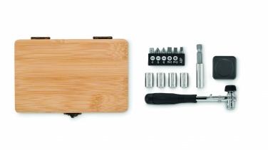 Logo trade corporate gifts picture of: 13 piece tool set, bamboo case