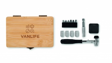 Logo trade promotional gifts image of: 13 piece tool set, bamboo case