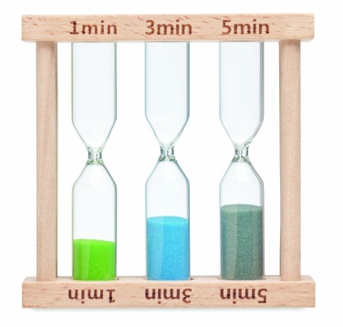 Logo trade corporate gifts picture of: Set of 3 wooden sand timer