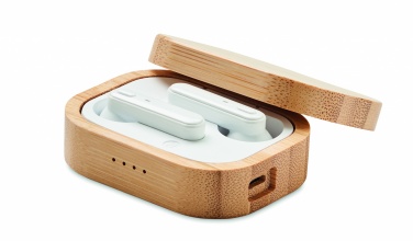 Logotrade promotional product picture of: TWS earbuds in bamboo case