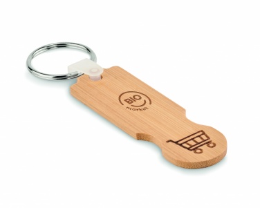 Logo trade corporate gift photo of: Bamboo euro token key ring Rauma