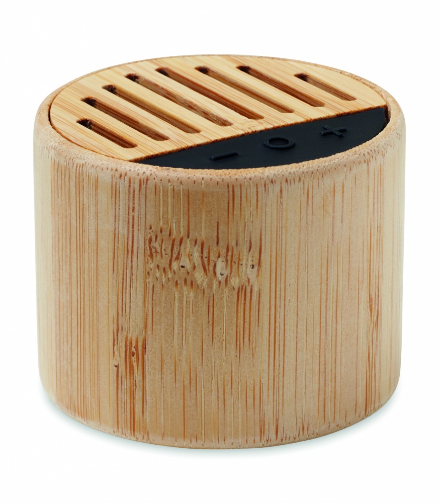 Logo trade promotional products picture of: Round bamboo wireless speaker