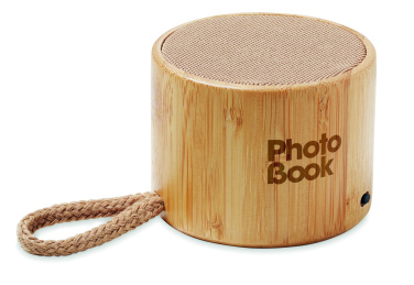 Logo trade business gift photo of: Round bamboo wireless speaker