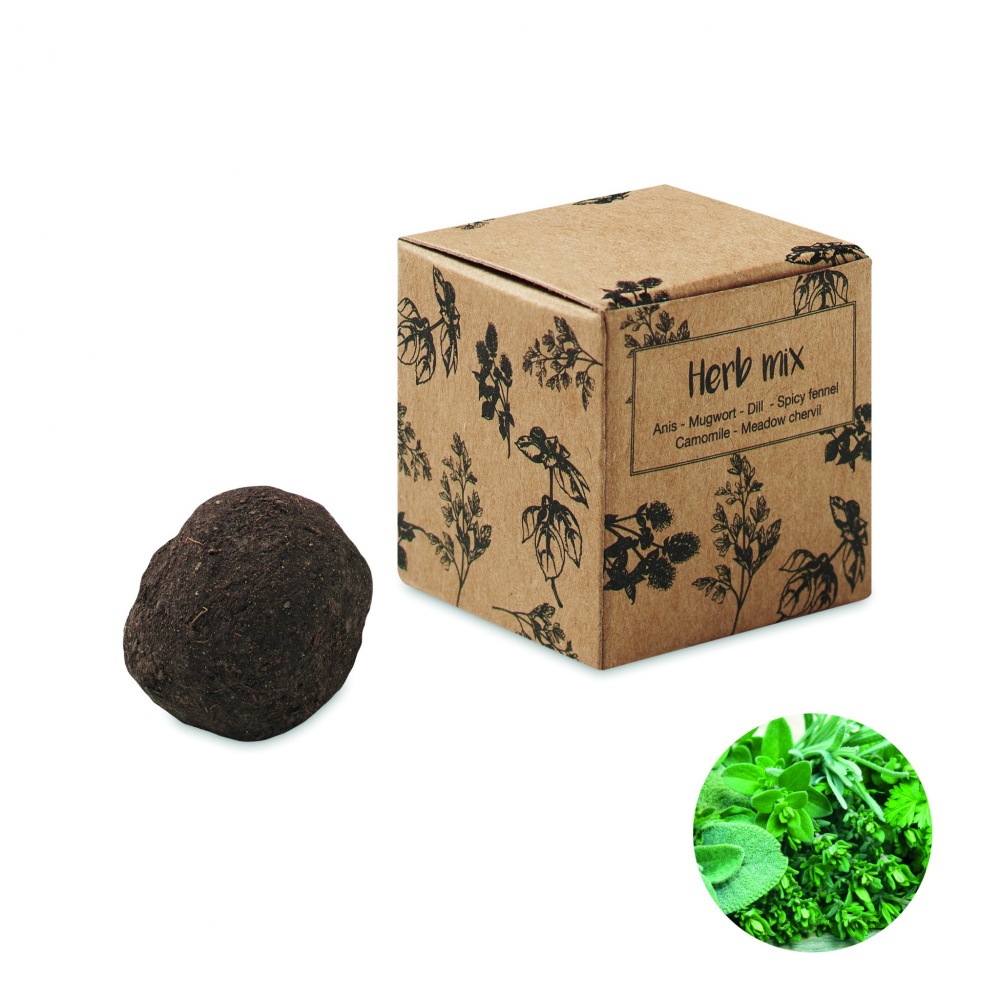 Logo trade promotional giveaways image of: Herb seed bomb in carton box