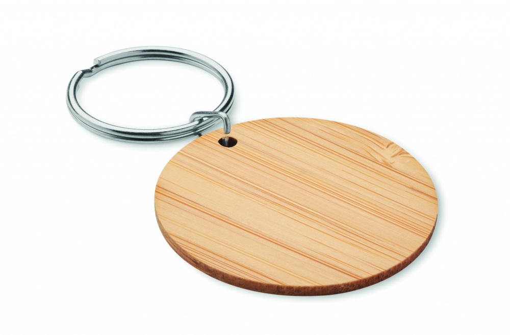 Logotrade corporate gifts photo of: Round bamboo key ring Pieksämäki