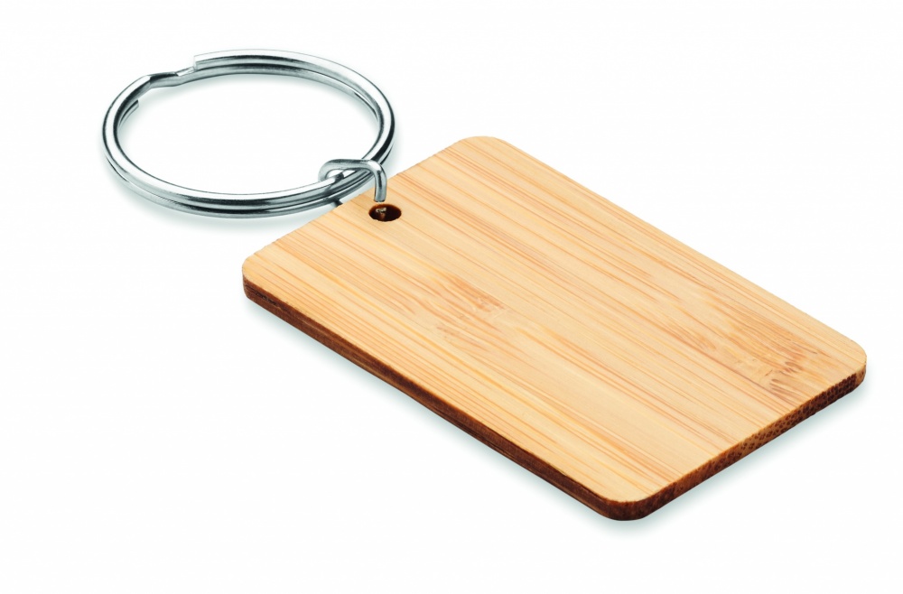 Logotrade advertising product picture of: Rectangular bamboo key ring Riihimäki