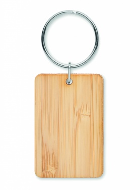 Logo trade promotional product photo of: Rectangular bamboo key ring Riihimäki