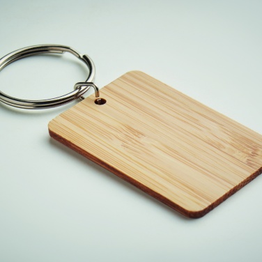 Logo trade promotional items picture of: Rectangular bamboo key ring Riihimäki