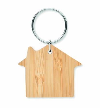 Logo trade advertising product photo of: House shaped bamboo key ring Järvenpää