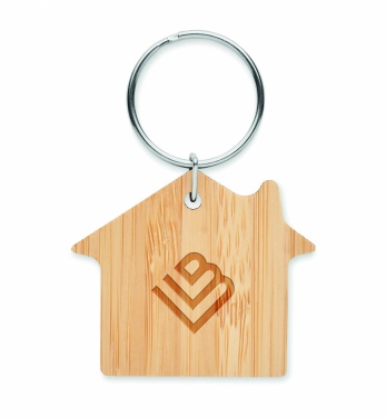 Logotrade corporate gift image of: House shaped bamboo key ring Järvenpää