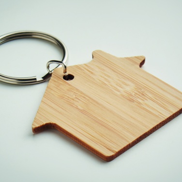 Logotrade promotional product image of: House shaped bamboo key ring Järvenpää