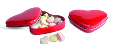 Logo trade promotional merchandise picture of: Heart tin box with candies