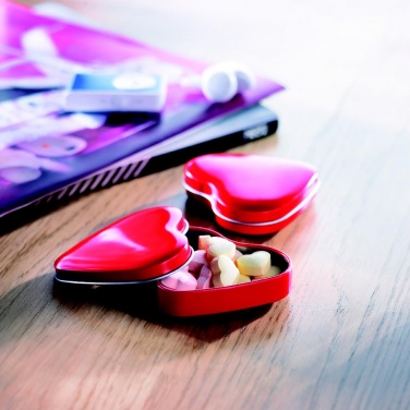 Logo trade promotional item photo of: Heart tin box with candies