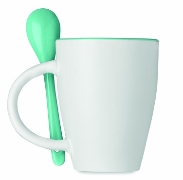 Logo trade promotional items image of: Bicolour mug with spoon 250 ml
