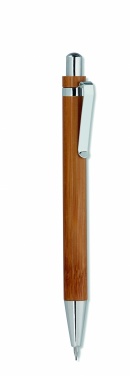 Logo trade promotional giveaways image of: Bamboo pen and pencil set