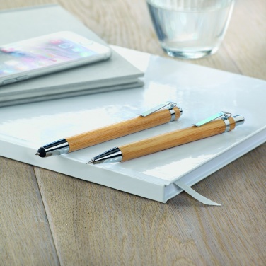 Logo trade advertising product photo of: Bamboo pen and pencil set
