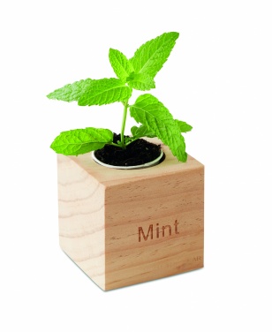 Logo trade promotional gifts picture of: Herb pot wood "MINT"