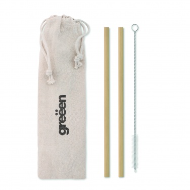 Logo trade promotional gift photo of: Bamboo Straw w/brush in pouch