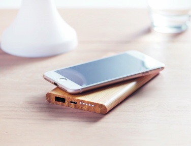 Logo trade promotional giveaways picture of: Wireless power bank in bamboo 6000mAh ARENA