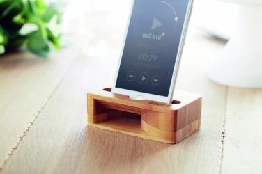 Logo trade business gifts image of: Bamboo phone stand-amplifier CARACOL