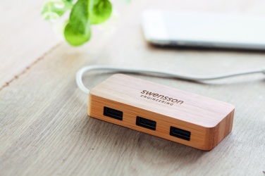 Logotrade promotional giveaway image of: Bamboo USB 3 ports hub
