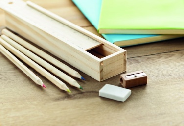 Logo trade promotional gifts picture of: Stationery set in wooden box