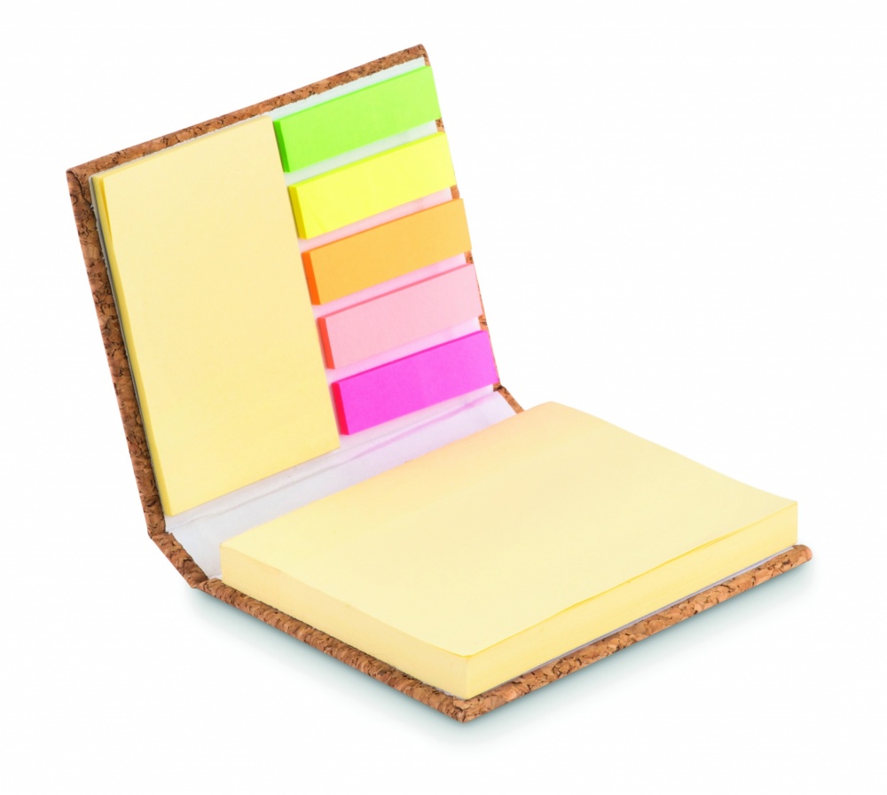 Logo trade promotional giveaways image of: Cork sticky note memo pad