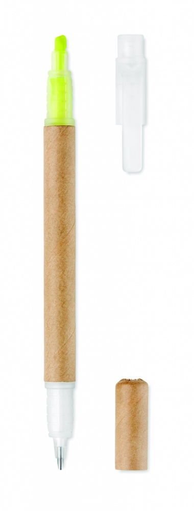 Logo trade promotional giveaways image of: 2 in 1 carton pen highlighter