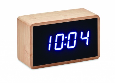 Logo trade promotional gift photo of: LED alarm clock bamboo casing Düsseldorf
