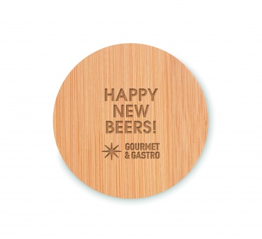 Logo trade promotional gift photo of: Bamboo bottle opener/ coaster DAKAI