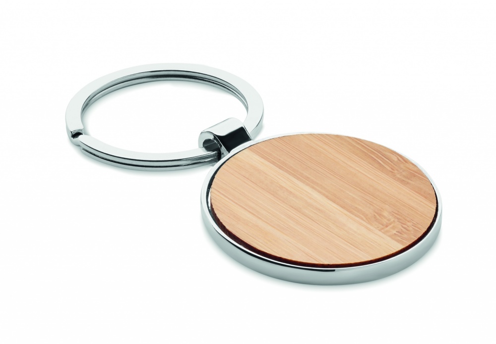 Logotrade promotional item picture of: Round key ring metal bamboo Dobele