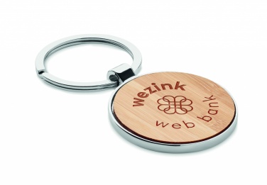 Logo trade corporate gift photo of: Round key ring metal bamboo Dobele