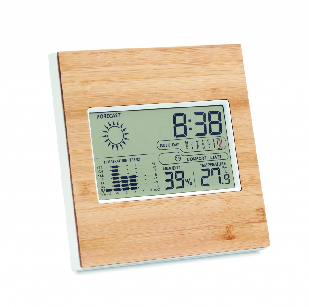 Logo trade promotional products image of: Weather station bamboo front TURKU
