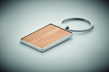 Logo trade promotional merchandise picture of: Rectangular key ring bamboo WEST