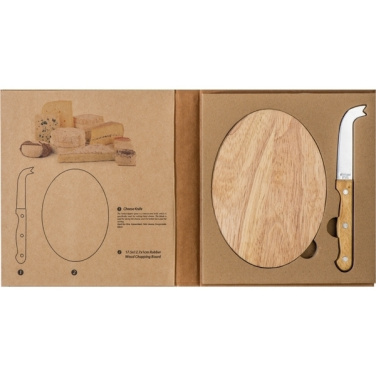 Logo trade promotional gifts picture of: Cheese chopping board with knife GOUDA