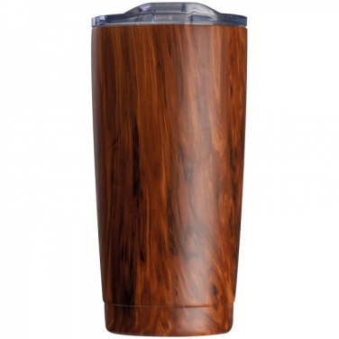 Logo trade corporate gift photo of: Stainless steel mug with wooden look COSTA RICA 550 ml