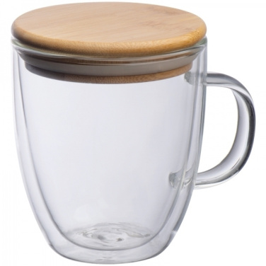 Logo trade promotional gifts image of: Double-walled glass cup GERTHE 350 ml