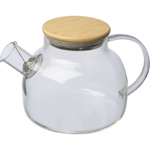 Logo trade promotional gift photo of: Glass jug with bamboo lid FRANKFURT 1000ml