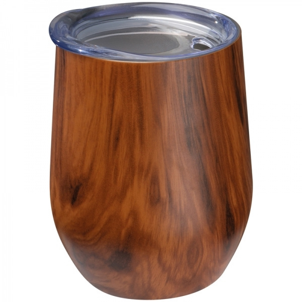 Logo trade promotional gifts image of: Stainless steel mug with wooden look BRIGHTON 380 ml