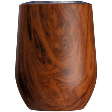 Logotrade promotional merchandise picture of: Stainless steel mug with wooden look BRIGHTON 380 ml