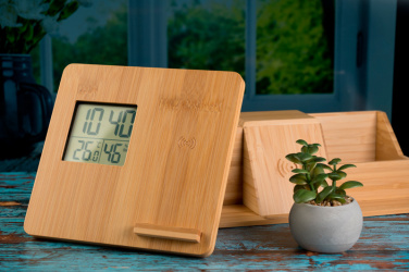 Logotrade advertising products photo of: Bamboo weather station GRANADA