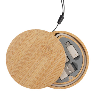 Logotrade promotional giveaway image of: 4in1 cable in wooden case, LH-ZM01