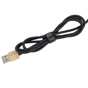 Logo trade corporate gift photo of: 3-in-1 cable with elighted logo in a wooden casing, LH-ZMU06