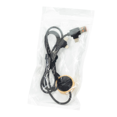 Logotrade promotional gift picture of: 4in1 long wooden cable with elighted logo for engraving