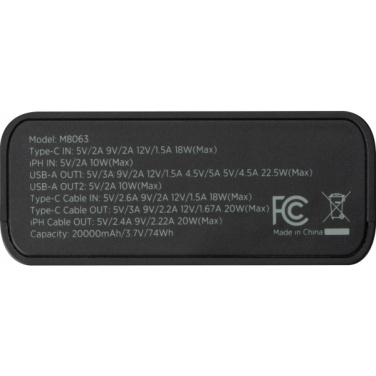 Logo trade advertising product photo of: Power bank 20 000 mAh MARABELLA MoLu